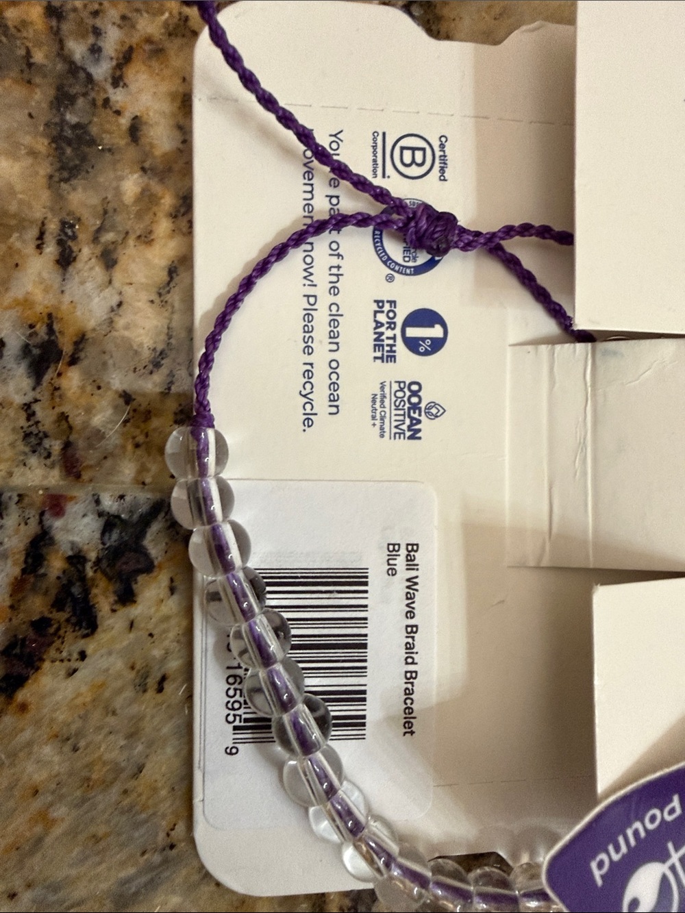 Bali Wave Braid Bracelet - Purple and Clear Beads